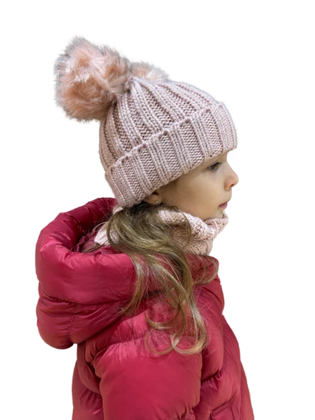 Benittokids Kız Çocuk Ponponlu Bere Boyunluk Takımı 7013 - 4