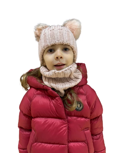 Benittokids Kız Çocuk Ponponlu Bere Boyunluk Takımı 7013 - 2