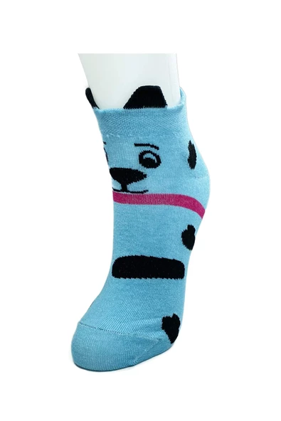 3 Çift Köpek Temalı 3 Boyutlu Kulaklı Pamuklu Yumuşak Kadın Bilek Çorap - Resim 3