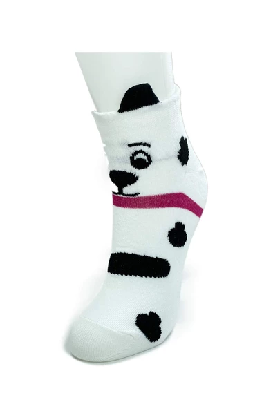 3 Çift Köpek Temalı 3 Boyutlu Kulaklı Pamuklu Yumuşak Kadın Bilek Çorap - Resim 2