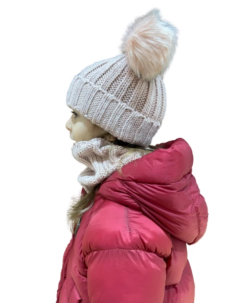Benittokids Kız Çocuk Ponponlu Bere Boyunluk Takımı 7013 - 3