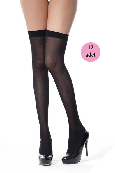 12 Adet Mus Kaçmaz Lastikli Çorap 70 denye 500 Siyah ürün görseli 1