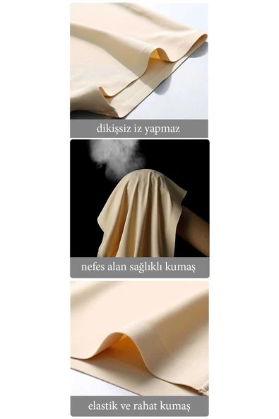 Kadın Dikişsiz Görünmez İz Yapmaz Mini Şort Boxer Beyaz - Resim 4