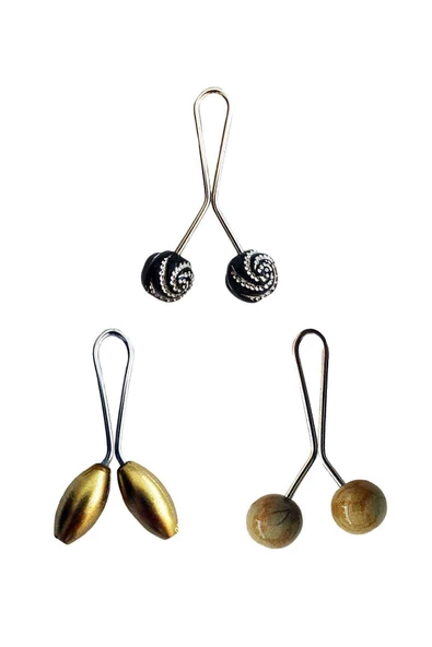 3 Adet Tesettür Eşarp ve Şal Klipsi Sarı Hardal Siyah Desenli ürün görseli