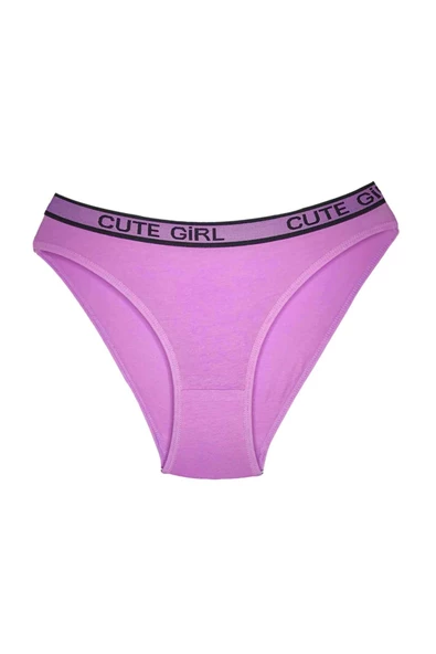 10 Adet Beli Yazılı Pamuklu Kalın Lastik Kadın Slip Külot - Resim 3