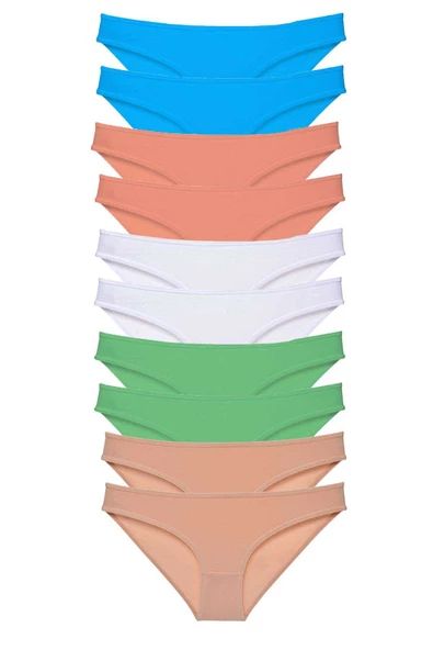 10 adet Süper Eko Set Likralı Kadın Slip Ten Beyaz Pudra Yeşil Mavi ürün görseli