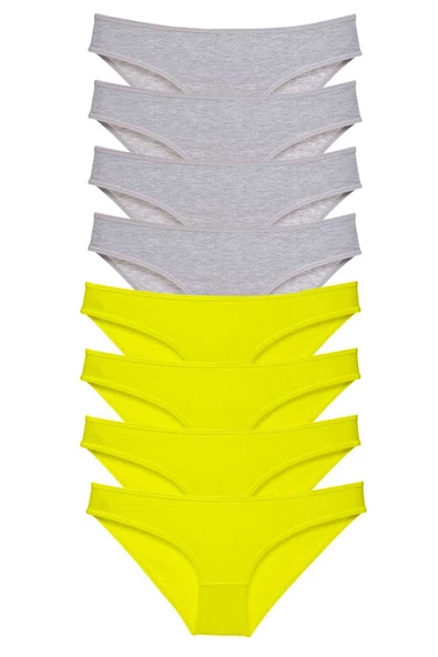 8 adet Süper Eko Set Likralı Kadın Slip Külot Sarı Gri ürün görseli