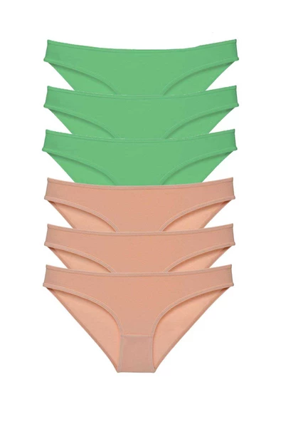 6 adet Süper Eko Set Likralı Kadın Slip Külot Yeşil Ten ürün görseli