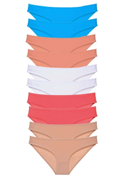 10 adet Süper Eko Set Likralı Kadın Slip Ten Beyaz Pudra Fuşya Mavi ürün görseli