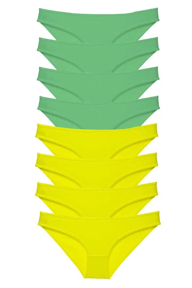 8 adet Süper Eko Set Likralı Kadın Slip Külot Sarı Yeşil ürün görseli