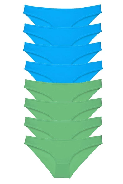 8 adet Süper Eko Set Likralı Kadın Slip Külot Yeşil ve Mavi ürün görseli