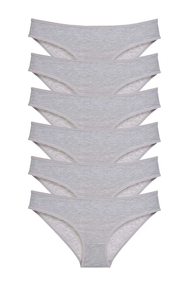 6 adet Süper Eko Set Likralı Kadın Slip Külot Gri ürün görseli