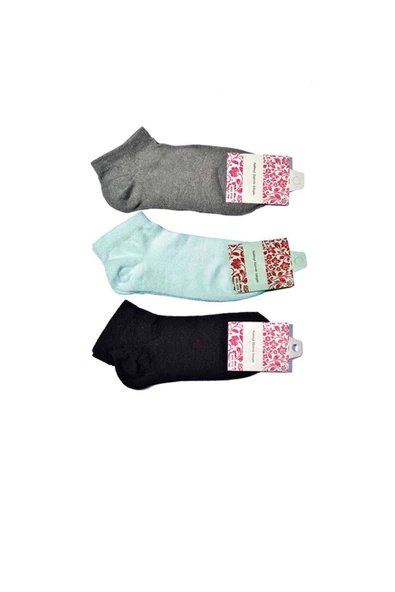 Siyah Gri ve Beyaz Kadın Bilek Çorap 12 çift - Resim 3