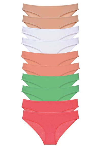 10 adet Süper Eko Set Likralı Kadın Slip Külot Ten Beyaz Pudra Yeşil Fuşya ürün görseli