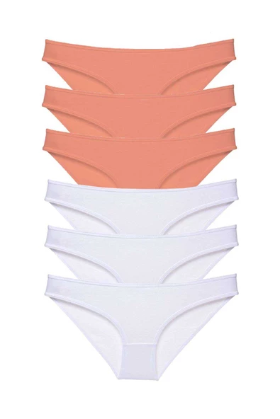 6 adet Eko Set Likralı Kadın Slip Külot Pudra Beyaz ürün görseli