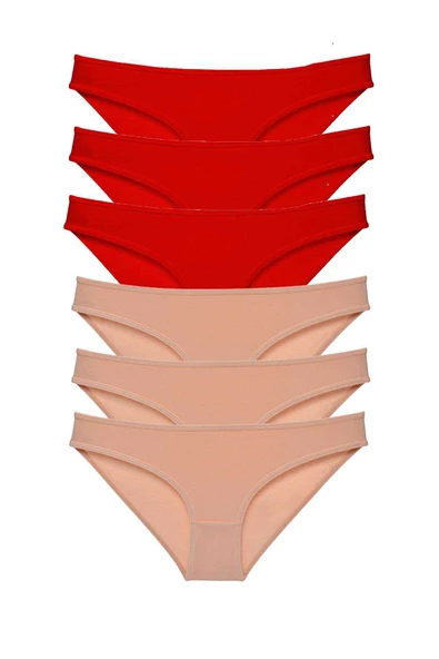 6 adet Eko Set Likralı Kadın Slip Külot Kırmızı Ten ürün görseli