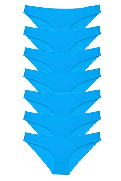 7 adet Süper Eko Set Likralı Kadın Slip Külot Mavi ürün görseli