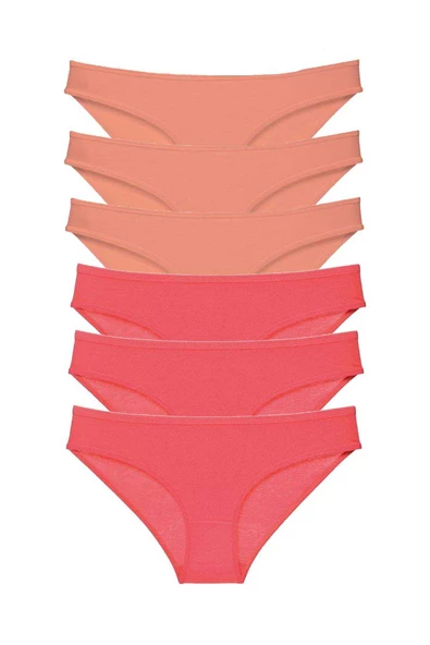 6 adet Süper Eko Set Likralı Kadın Slip Külot Pudra Fuşya ürün görseli