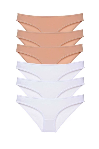 6 adet Süper Eko Set Likralı Kadın Slip Külot Ten Beyaz ürün görseli