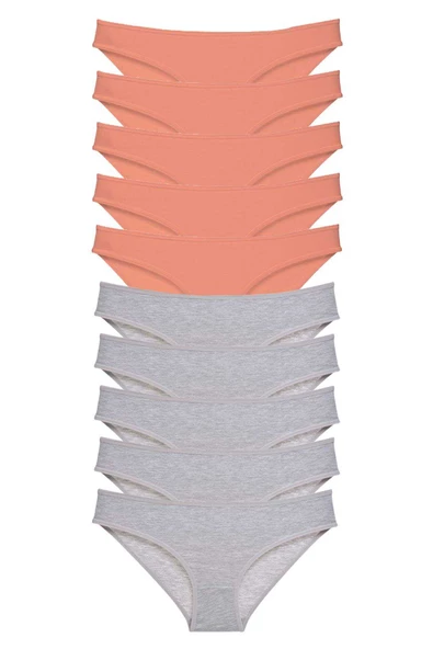 10 adet Süper Eko Set Likralı Kadın Slip Külot Pudra Gri ürün görseli