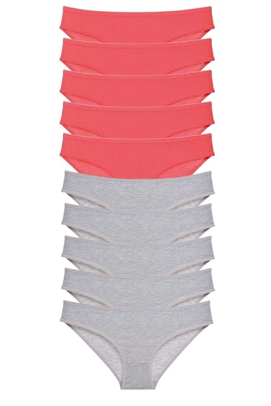 10 adet Süper Eko Set Likralı Kadın Slip Külot Fuşya Gri ürün görseli