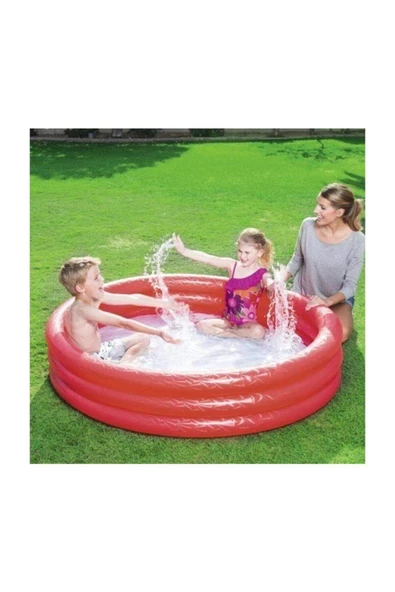 Bestway Kırmızı Çocuk Su Havuzu 3 Boğumlu 122x25 Cm Havuz