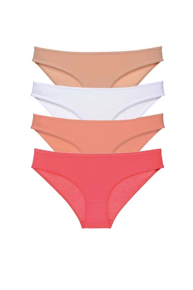 4 adet Süper Eko Set Likralı Kadın Slip Külot Ten Beyaz Pudra Fuşya ürün görseli