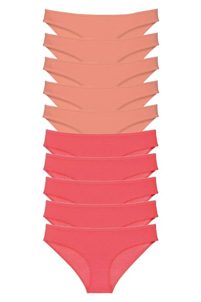 10 adet Eko Set Likralı Kadın Slip Külot Pudra Fuşya ürün görseli