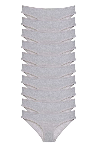 10 adet Süper Eko Set Likralı Kadın Slip Külot Gri ürün görseli