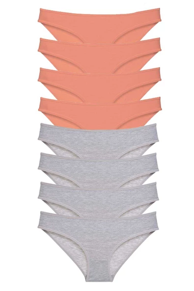 8 adet Süper Eko Set Likralı Kadın Slip Külot Pudra Gri ürün görseli