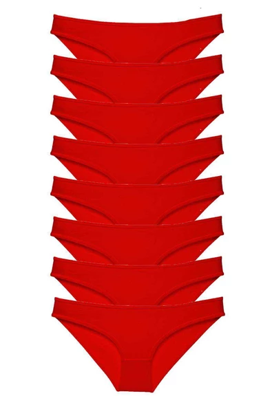 8 adet Süper Eko Set Likralı Kadın Slip Külot Kırmızı ürün görseli