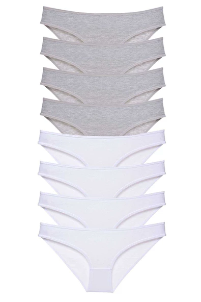 8 adet Süper Eko Set Likralı Kadın Slip Külot Gri Beyaz ürün görseli