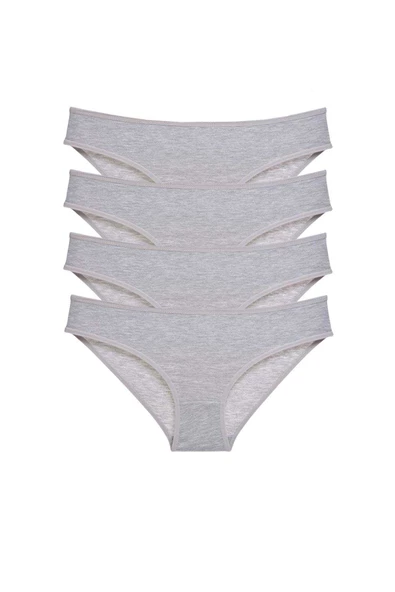 4 adet Süper Eko Set Likralı Kadın Slip Külot Gri ürün görseli