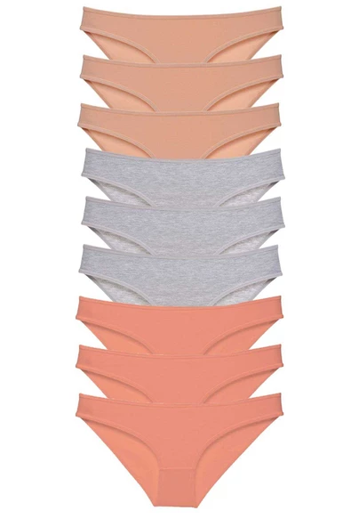 9 adet Süper Eko Set Likralı Kadın Slip Külot Ten Gri Pudra ürün görseli