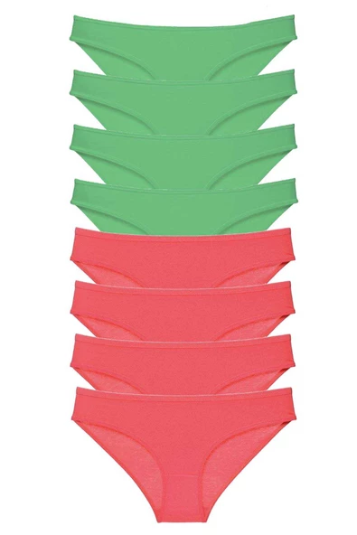 8 adet Eko Set Likralı Kadın Slip Külot Yeşil Fuşya ürün görseli