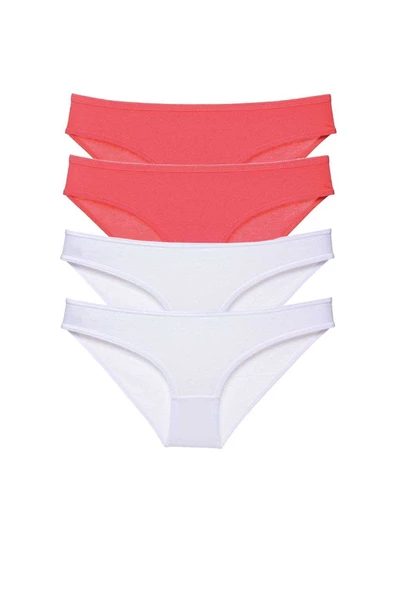 4 adet Eko Set Likralı Kadın Slip Külot Fuşya Beyaz ürün görseli