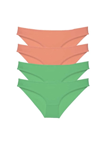 4 adet Eko Set Likralı Kadın Slip Külot Pudra Yeşil ürün görseli