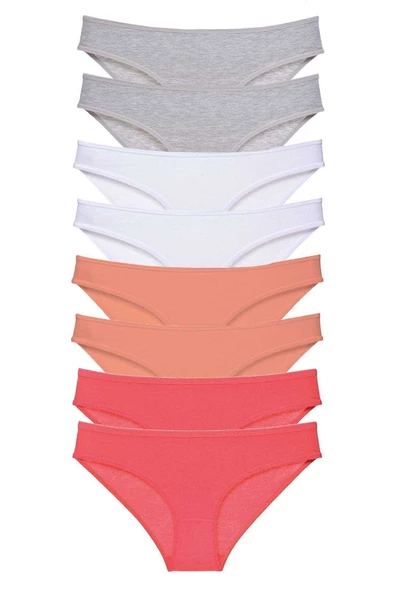 8 adet Süper Eko Set Likralı Kadın Slip Külot Gri Beyaz Pudra Fuşya