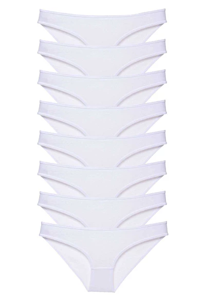 8 adet Süper Eko Set Likralı Kadın Slip Külot Beyaz ürün görseli