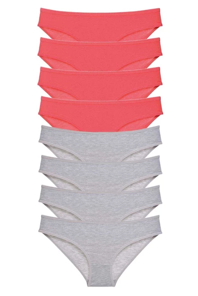 8 adet Süper Eko Set Likralı Kadın Slip Külot Fuşya Gri ürün görseli