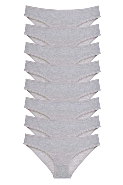 8 adet Süper Eko Set Likralı Kadın Slip Külot Gri ürün görseli