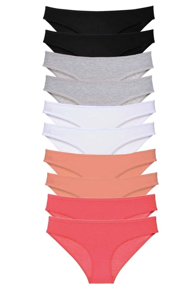 10 adet Süper Eko Set Likralı Kadın Slip Külot Siyah Gri Beyaz Pudra Fuşya ürün görseli