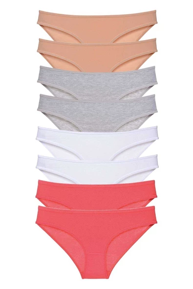 8 adet Süper Eko Set Likralı Kadın Slip Külot Ten Gri Beyaz Fuşya ürün görseli