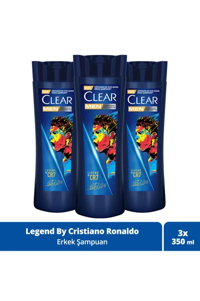 Clear Men Kepeğe Karşı Etkili Şampuan Legend By CR7 Cristiano Ronaldo 350 ml x3