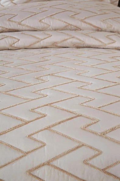 Maria Kapitoneli Tek Kişilik Yatak Örtüsü 180x240 Bej - Resim 2