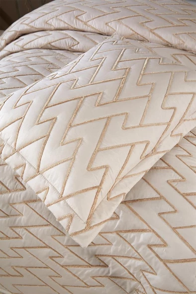 Maria Kapitoneli Tek Kişilik Yatak Örtüsü 180x240 Bej - Resim 4