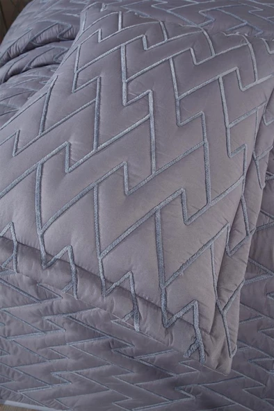 Maria Kapitoneli Tek Kişilik Yatak Örtüsü 180x240 Gri - Resim 3