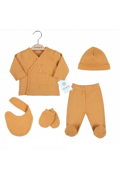 ciccimbaby  5'li Zürafa Desenli Hastane Çıkışı Cepli Zıbın Seti