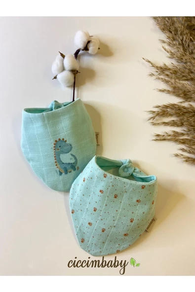 ciccimbaby  DİNAZOR BASKLI MÜSLİN FLAR (2 Lİ )