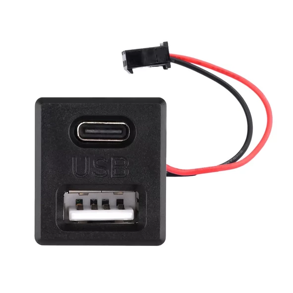 Type-C / Usb A Dişi Soket Kavisli 2 Pin 10cm Kablo Jst Çift Usb 5V 2A Panel Montaj Cep Tel Tablet